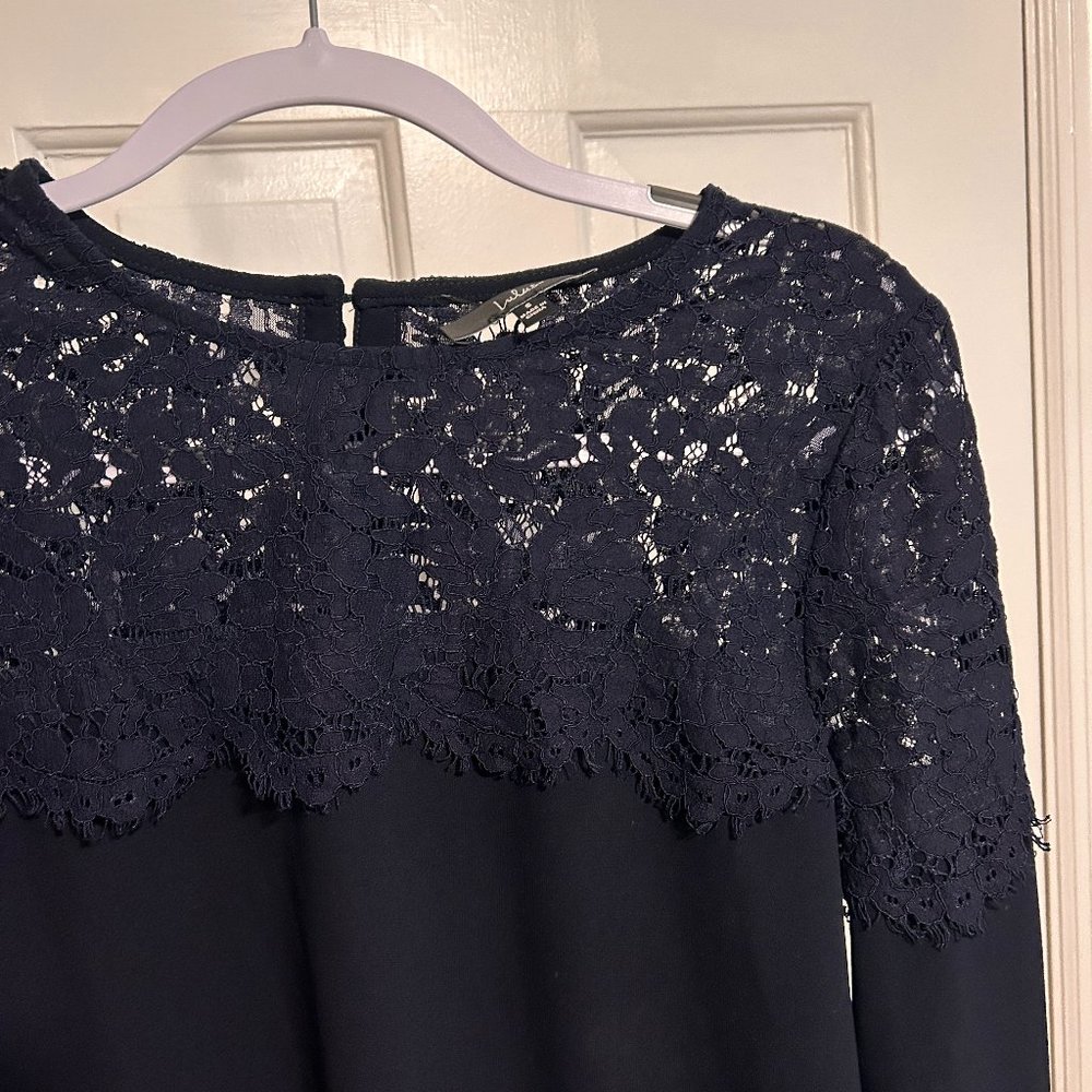 Lulu's Picture This Navy Blue Long Sleeve Lace Top